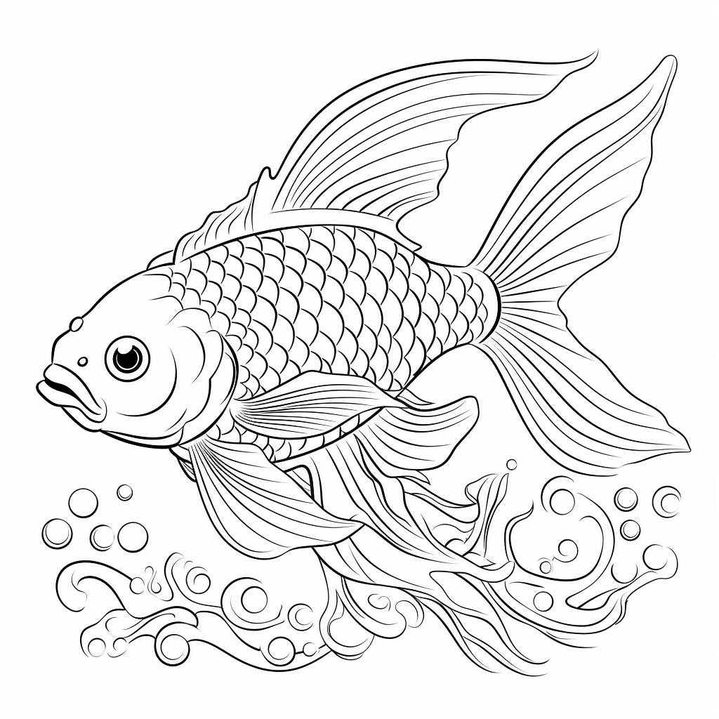 Goldfisch pflegt seine Schuppen Ausmalbild und Malvorlage