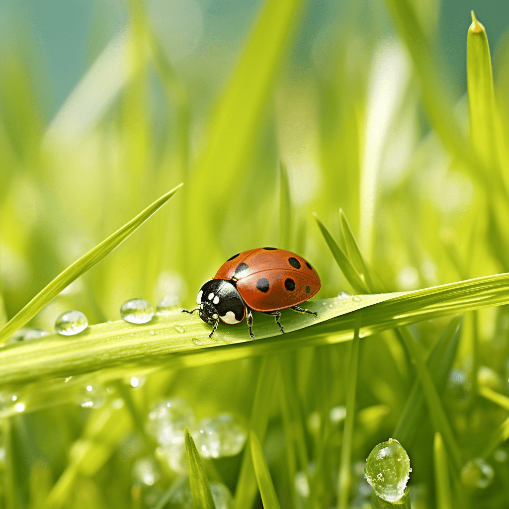 Gras mit Marienkäfer Ausmalbild und Malvorlage