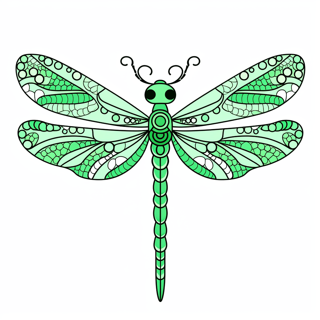 Grüne Libelle Ausmalbild und Malvorlage