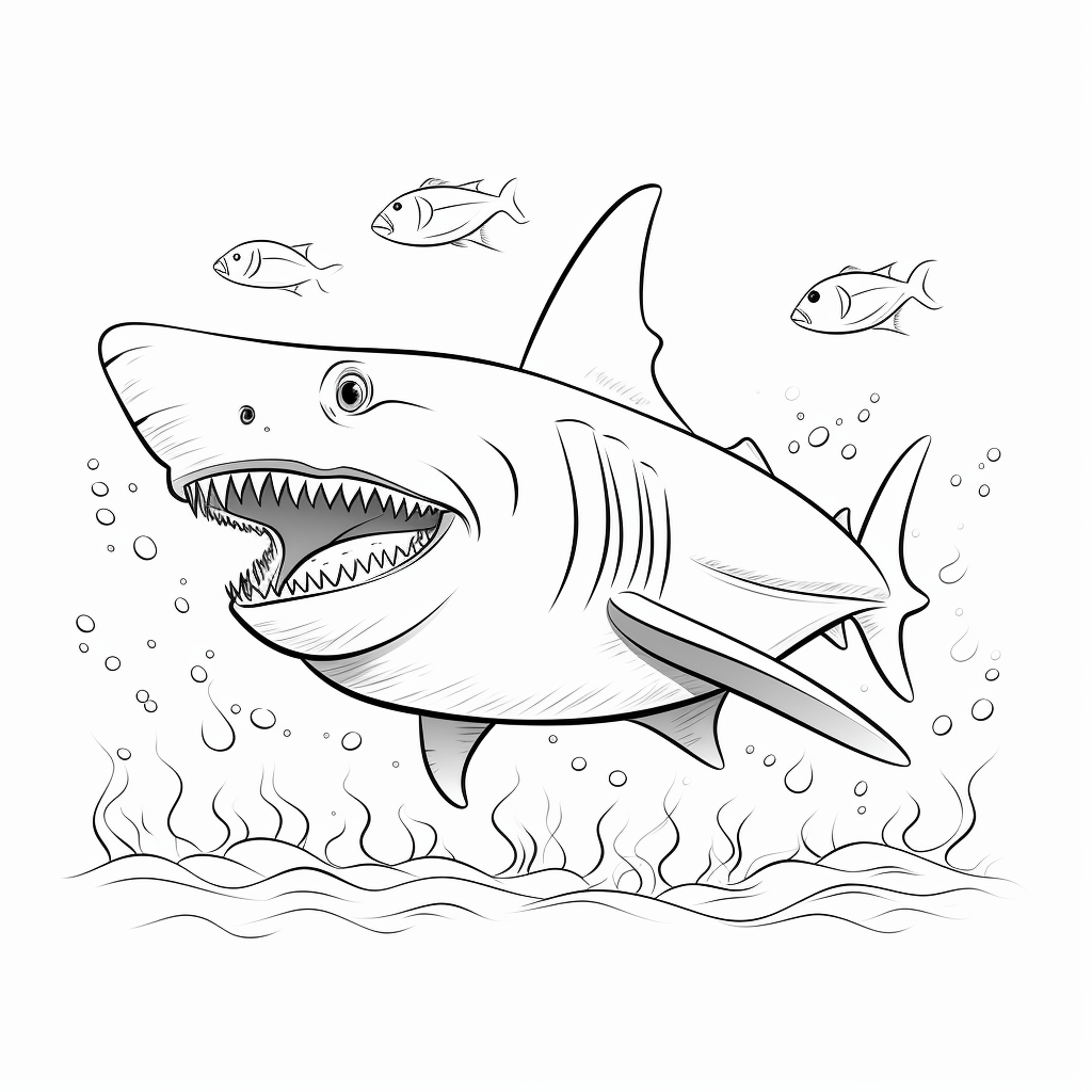 Haifisch beißt etwas mit Zähnen Ausmalbild und Malvorlage