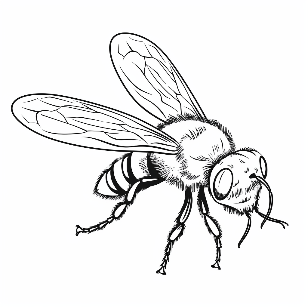 Hummel bestäubt viele Blumen Ausmalbild und Malvorlage