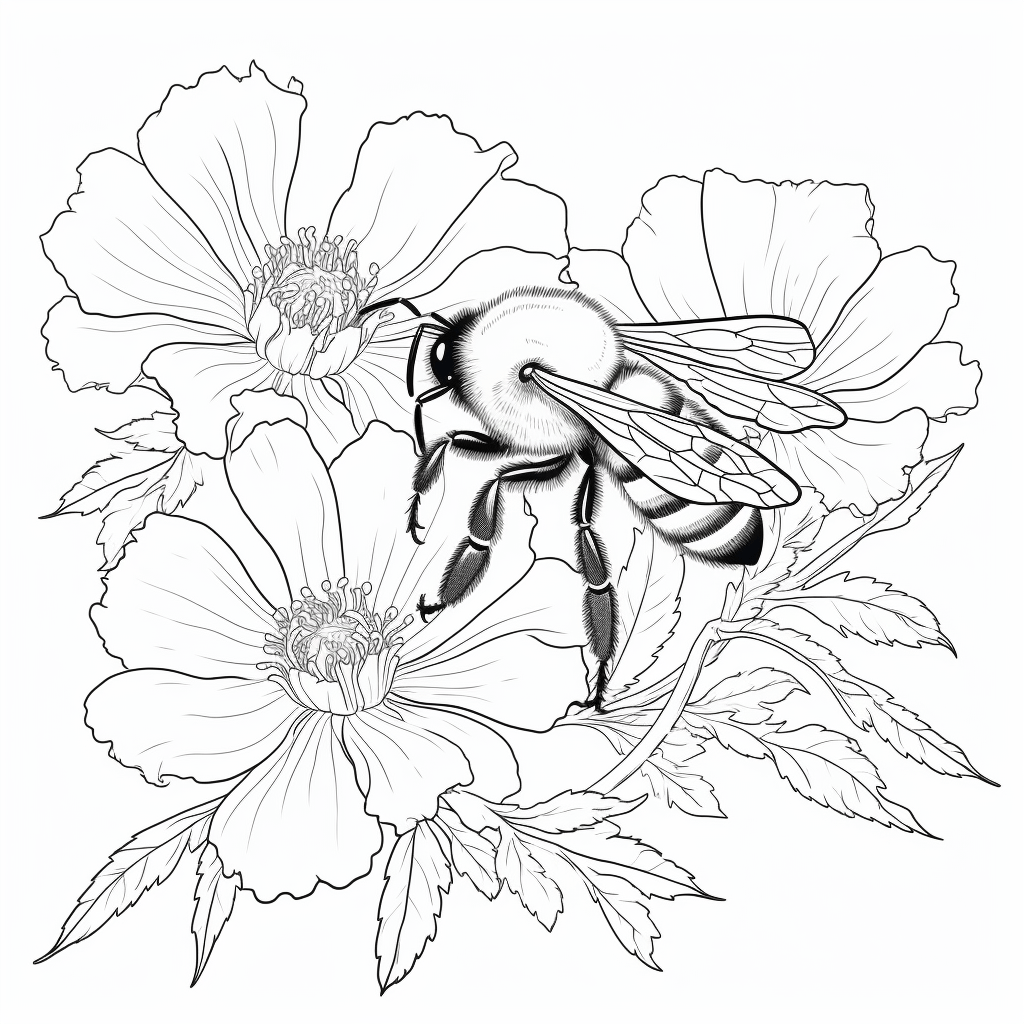 Hummel umarmt Blume Ausmalbild und Malvorlage