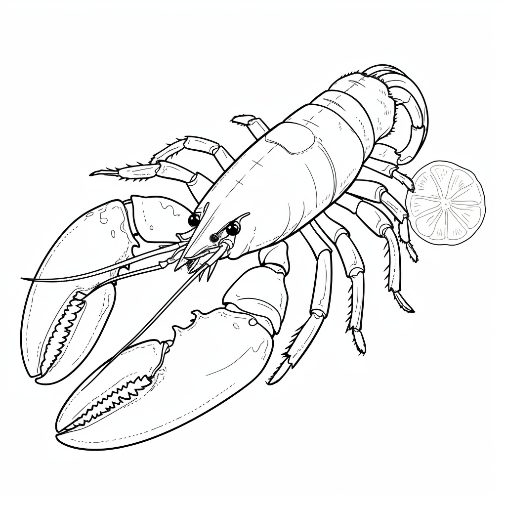 Hummer isst Zitrone Ausmalbild und Malvorlage