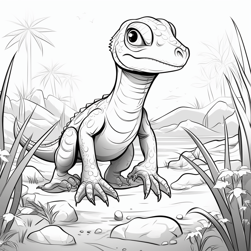 Kleiner Deinonychus übt jagen Ausmalbild und Malvorlage