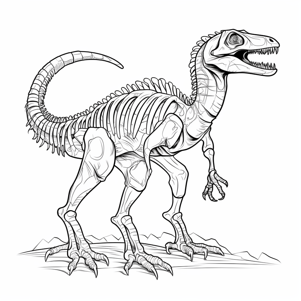Knochen von einem Deinonychus im Museum Ausmalbild und Malvorlage