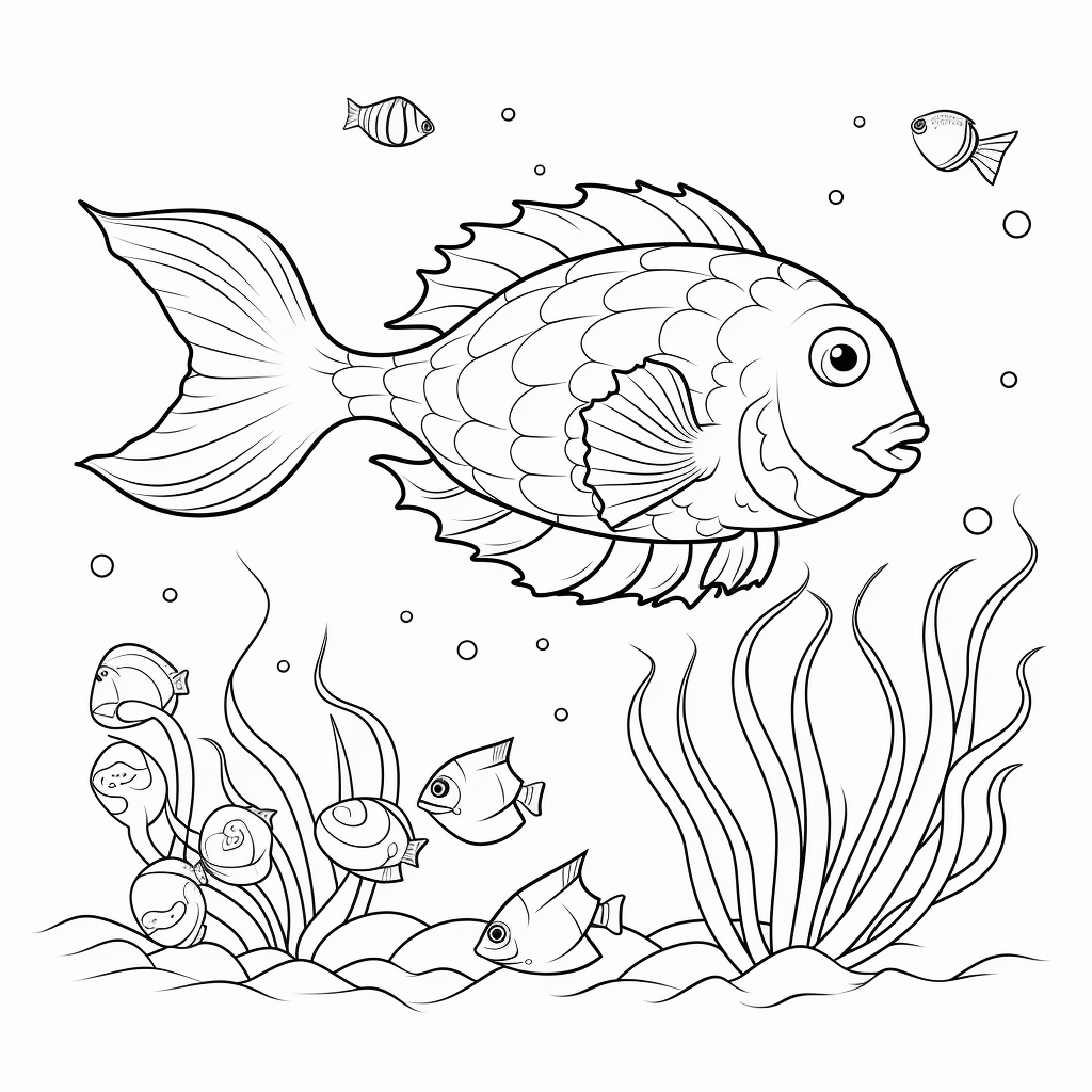 Krake frisst Fisch Ausmalbild und Malvorlage