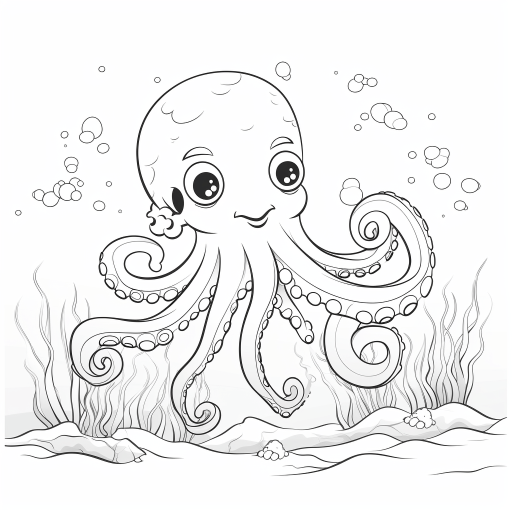 Krake im Ozean Ausmalbild und Malvorlage