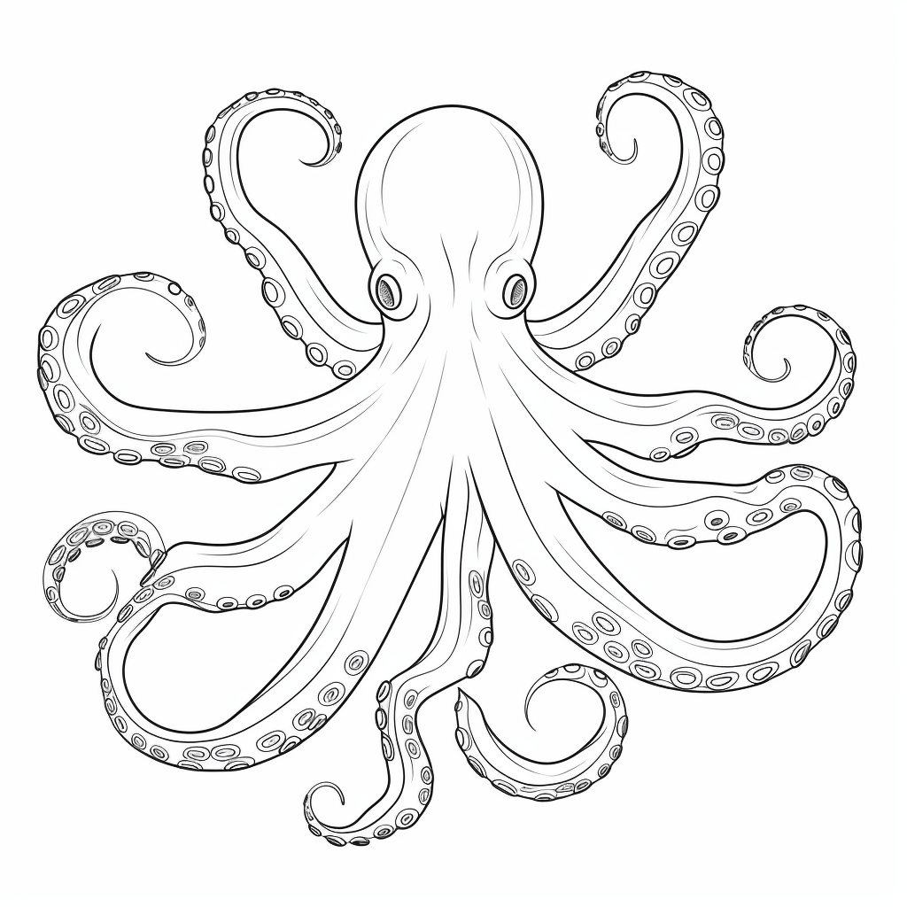 Krake mit acht Armen Ausmalbild und Malvorlage