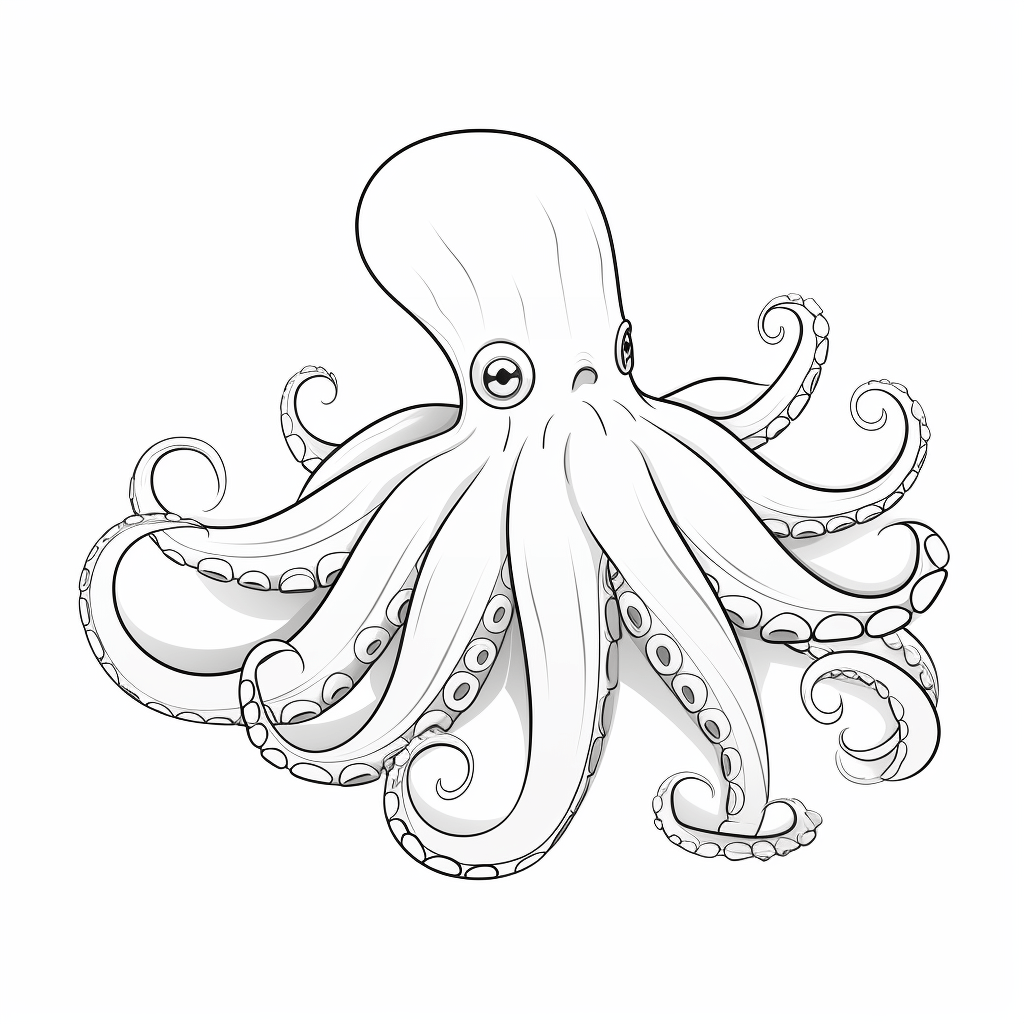 Krake mit acht Saugnäpfen Ausmalbild und Malvorlage