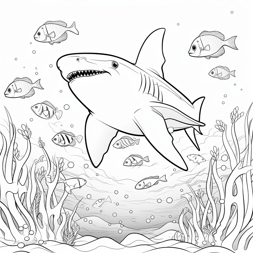 Krake umschlingt Haifisch mit Tentakeln Ausmalbild und Malvorlage