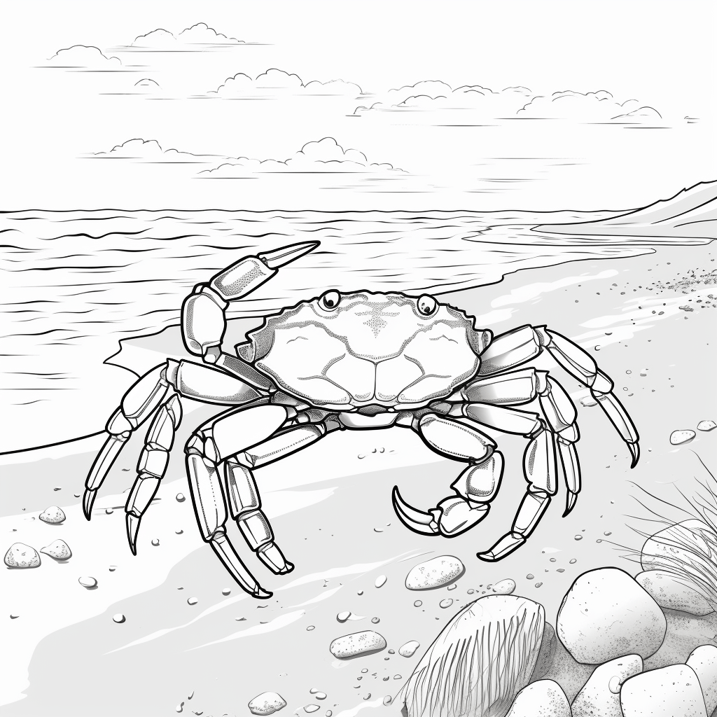 Krebs im Sand am Strand Ausmalbild und Malvorlage