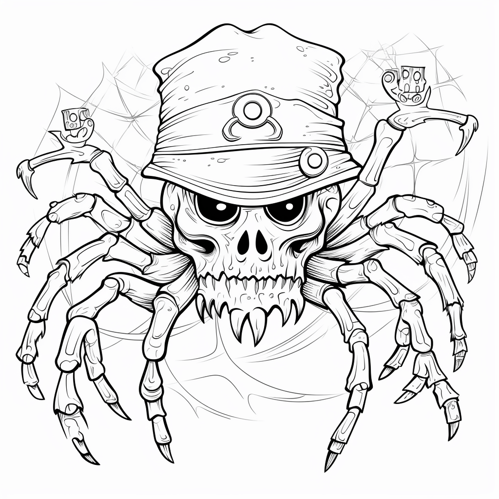 Kreuzspinne kämpft gegen andere Piraten Ausmalbild und Malvorlage