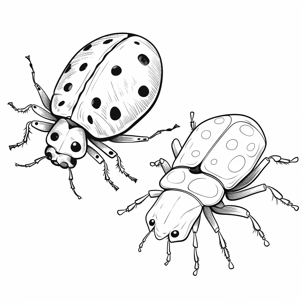 Kreuzspinne und Marienkäfer Ausmalbild und Malvorlage