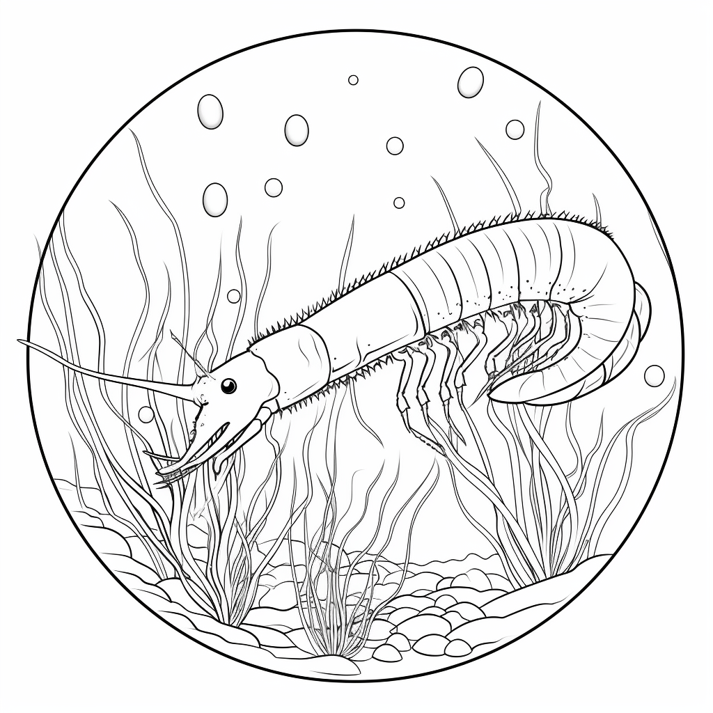 Krill mit Koralle Ausmalbild und Malvorlage