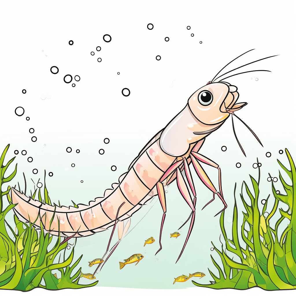 Krill spielt mit Fisch Ausmalbild und Malvorlage