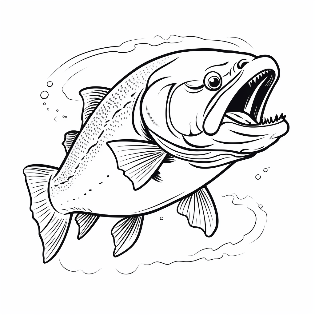 Lachs auf der Zunge im Mund Ausmalbild und Malvorlage