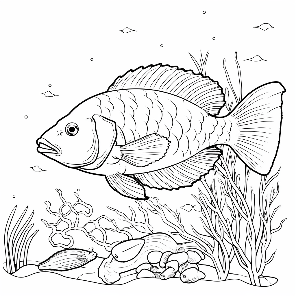 Lachs mit Blasen im Aquarium Ausmalbild und Malvorlage