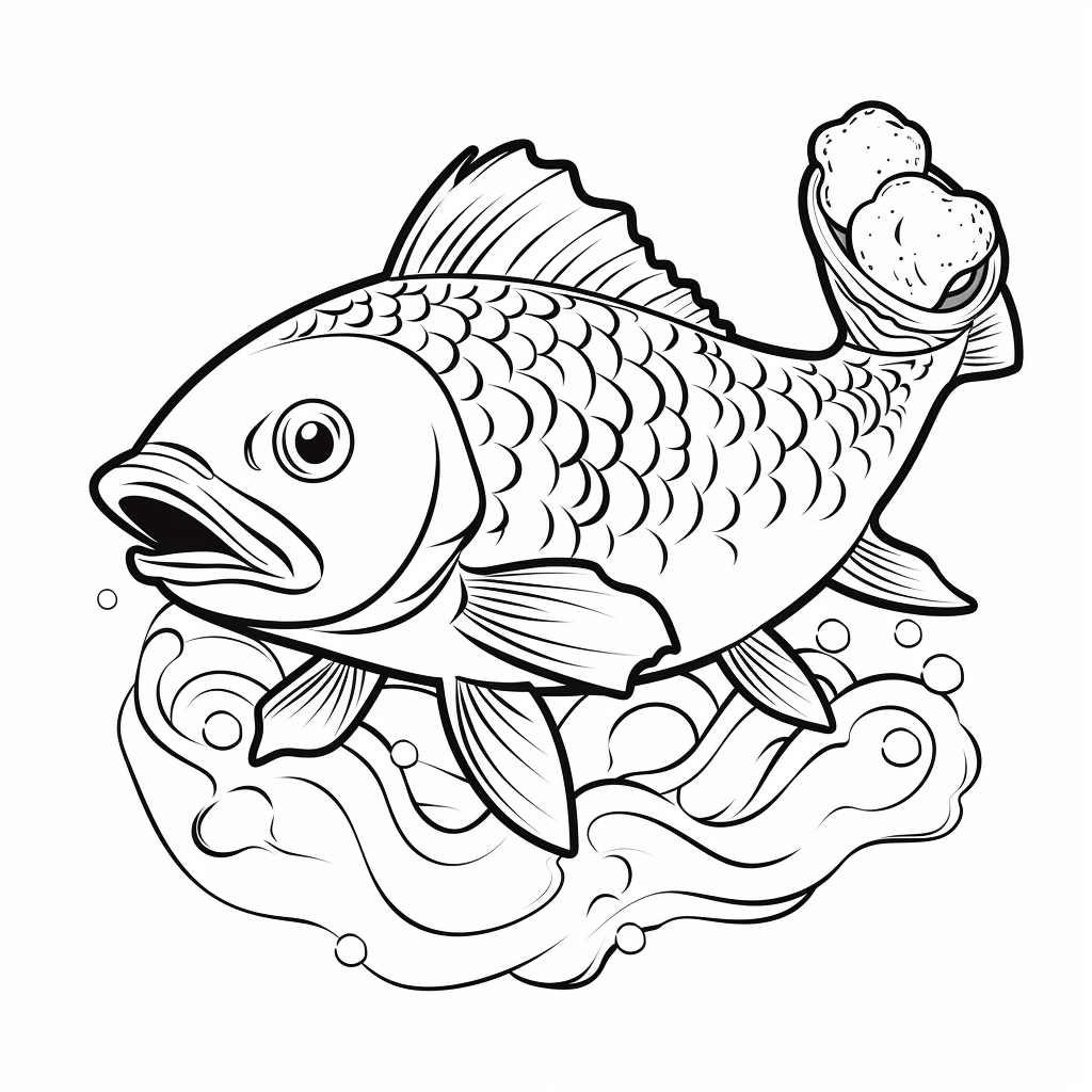 Lachs mit Eiszapfen im Eis Ausmalbild und Malvorlage