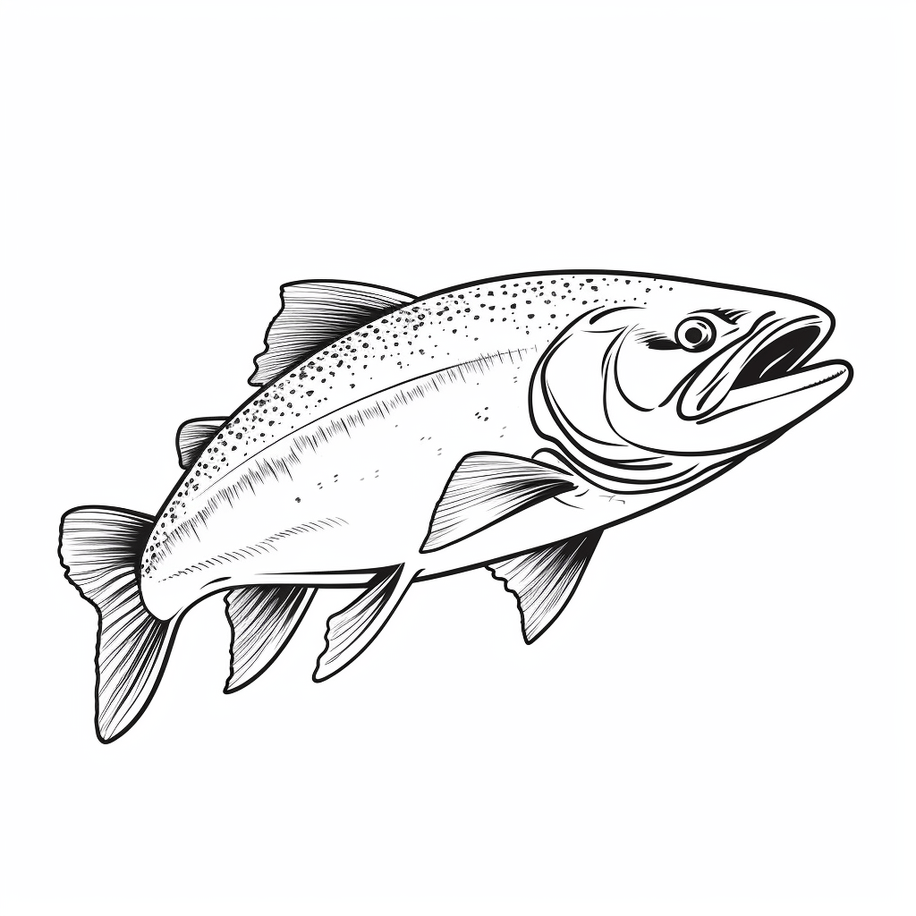 Lachs zwischen den Zähnen im Mund Ausmalbild und Malvorlage