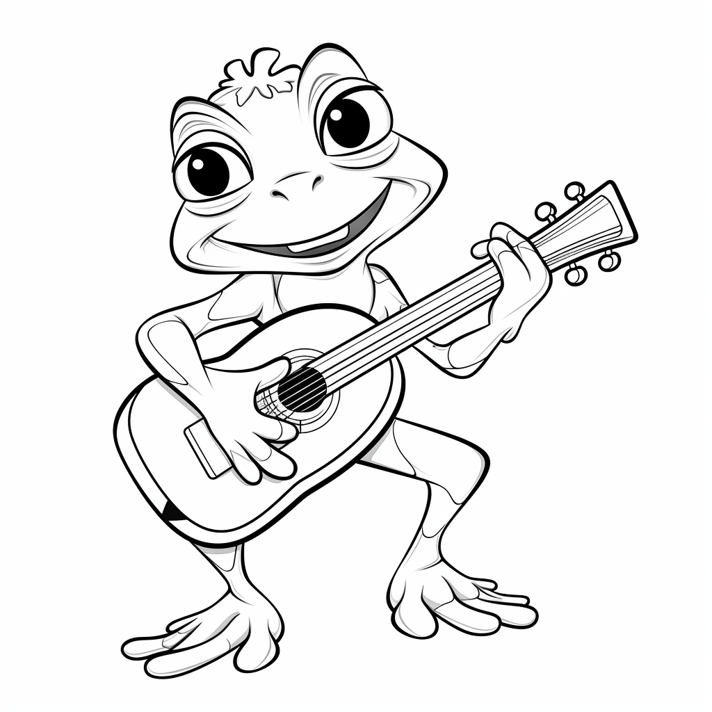 Laubfrosch ist ein Musiker Ausmalbild und Malvorlage