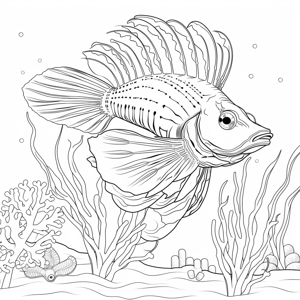 Löwenfisch lebt bei Anemonen Ausmalbild und Malvorlage