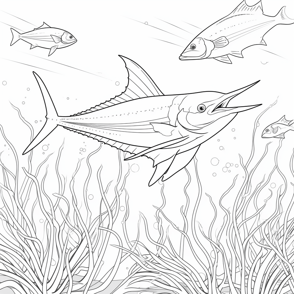 Lustiger Marlin und Seestern Ausmalbild und Malvorlage