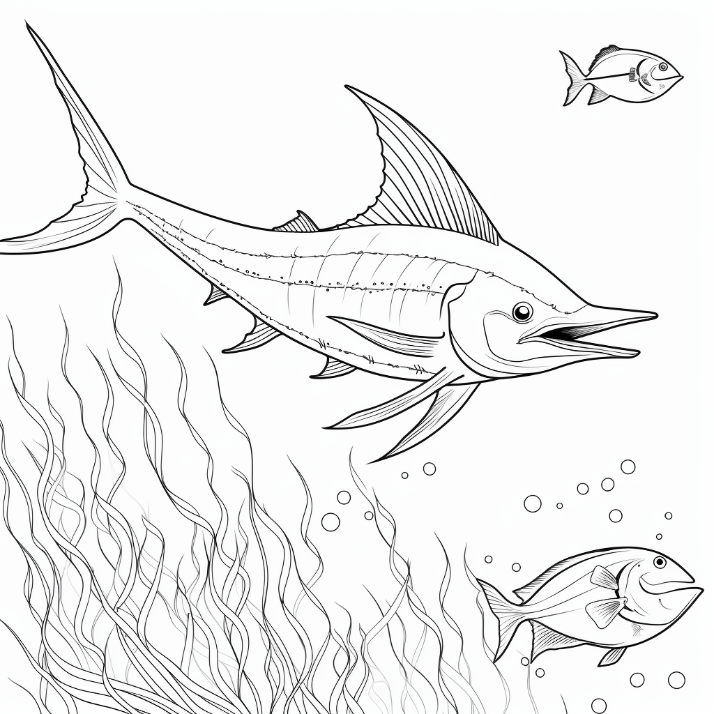 Marlin berührt Seestern Ausmalbild und Malvorlage