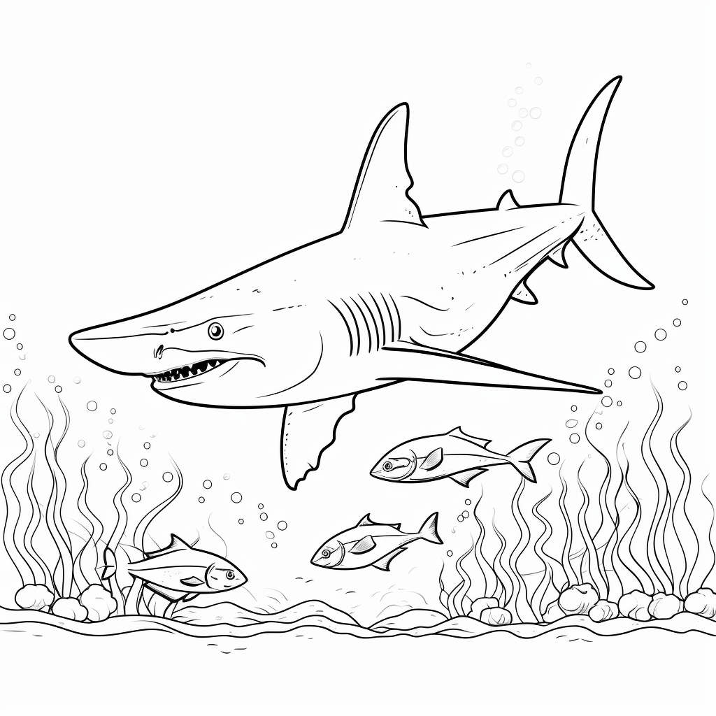 Marlin kämpft mit Hai Ausmalbild und Malvorlage
