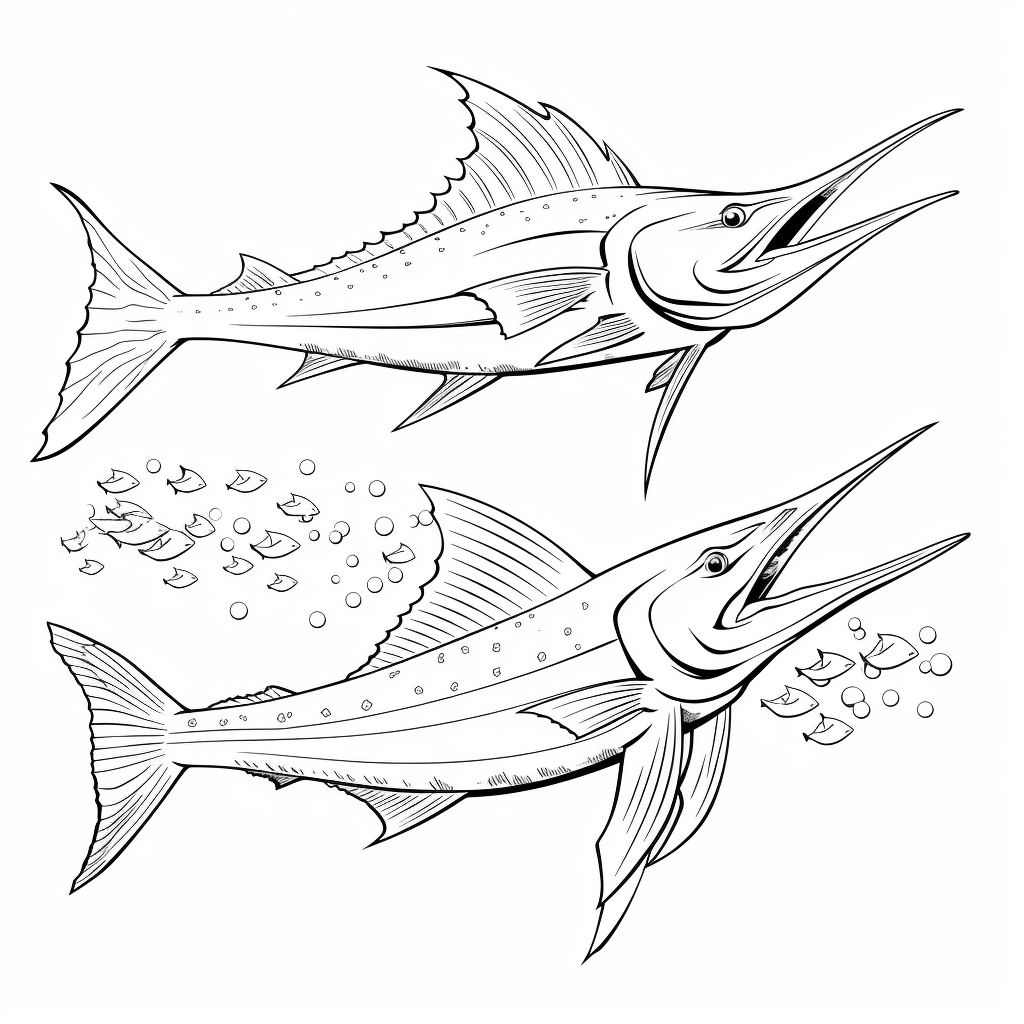 Marlin und Anker Ausmalbild und Malvorlage
