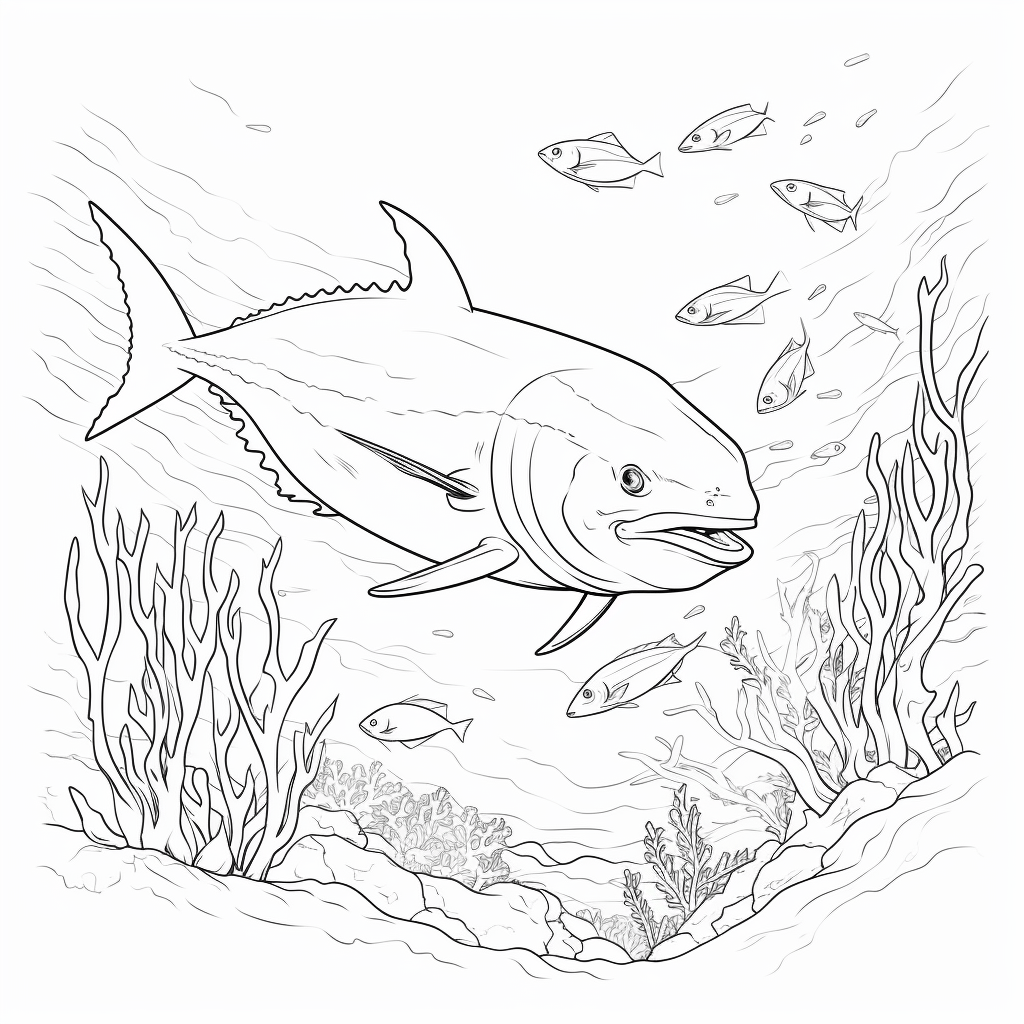 Marlin und Schiffswrack Ausmalbild und Malvorlage