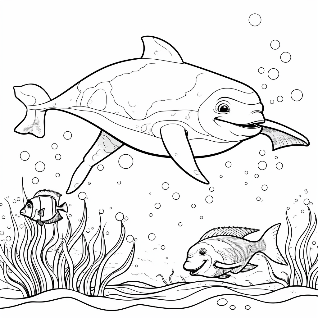 Marlin und Schildkröte Ausmalbild und Malvorlage