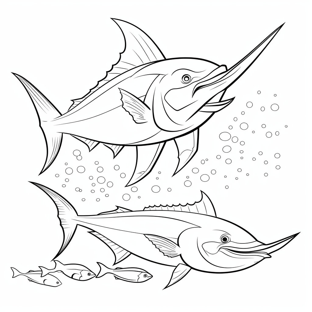 Marlin untersucht Anker Ausmalbild und Malvorlage