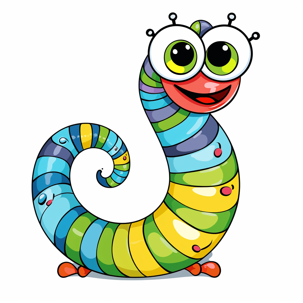 Mehrfarbiger Wurm Ausmalbild und Malvorlage