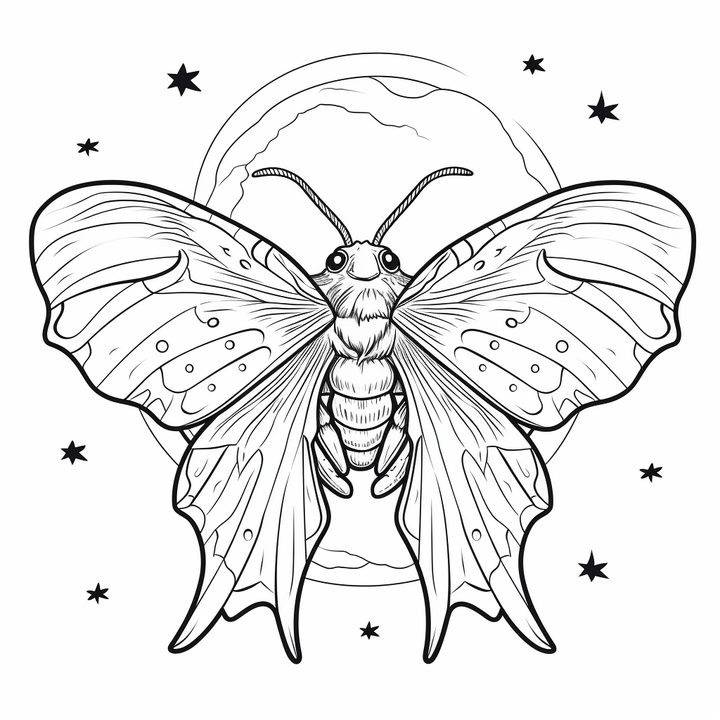 Motte glänzt im Mondlicht Ausmalbild und Malvorlage