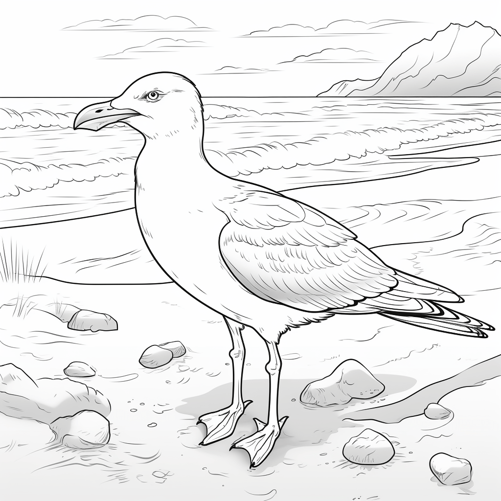 Möwe an der Küste - happycoloring.net