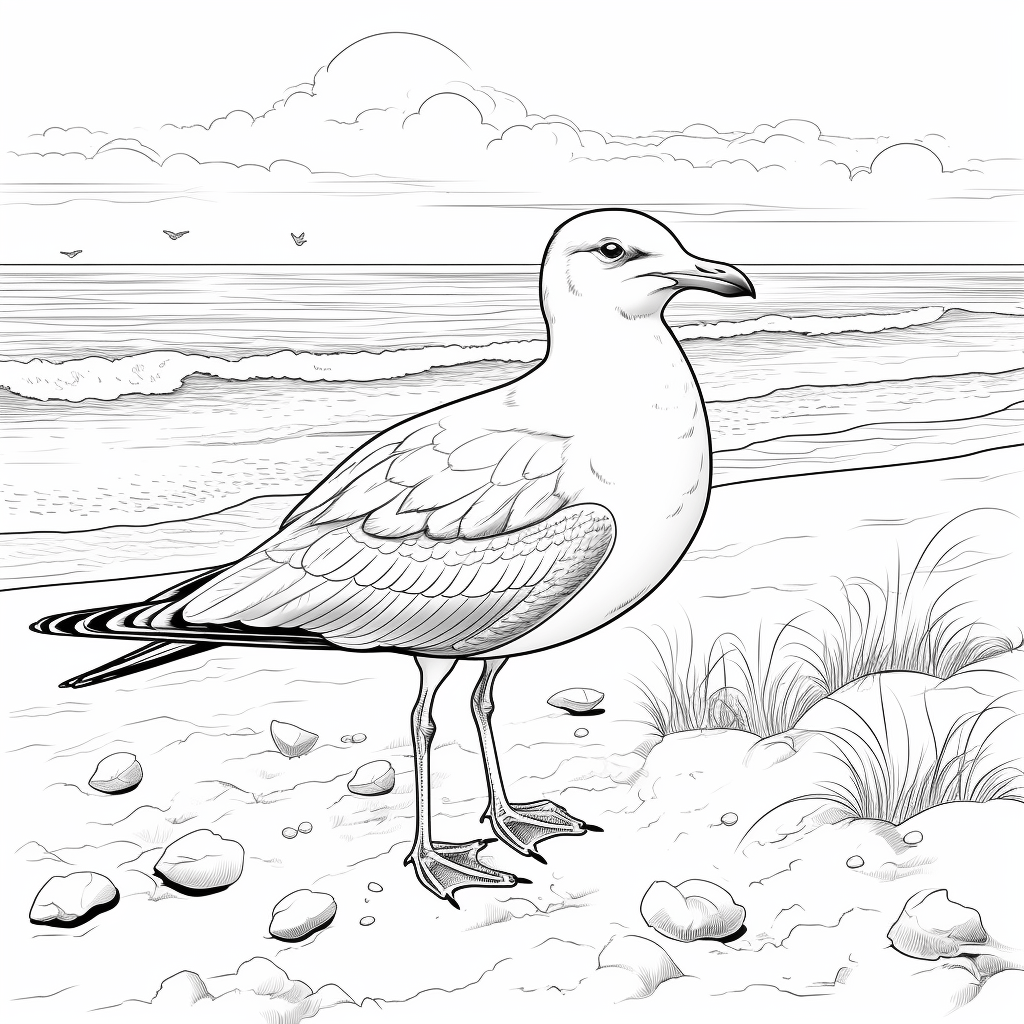 Möwe auf dem Sand - happycoloring.net