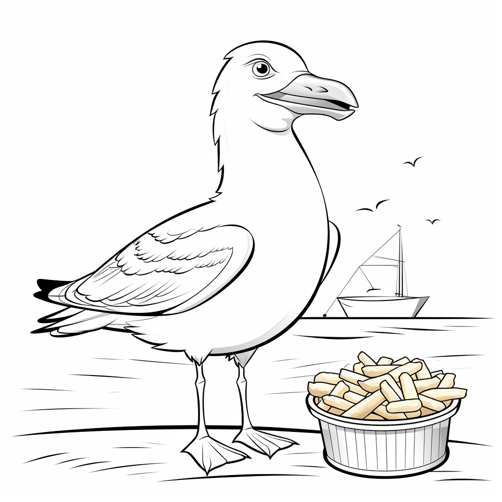 Möwe frisst Pommes - happycoloring.net