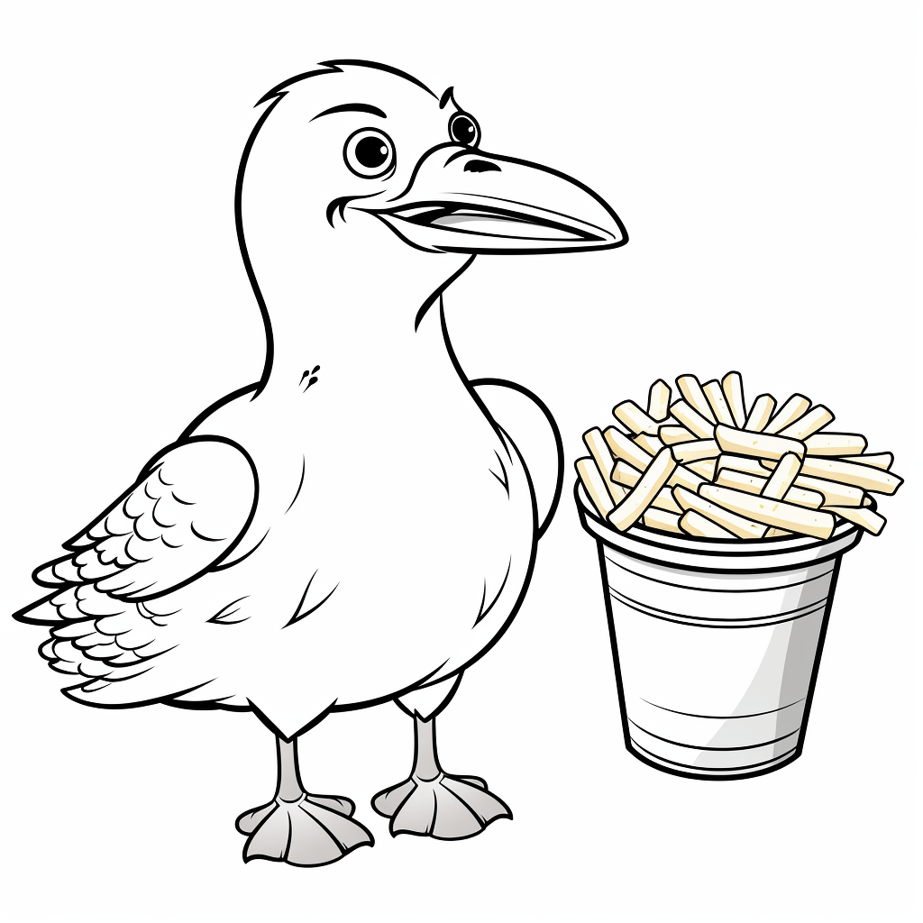 Möwe schnappt sich Pommes - happycoloring.net