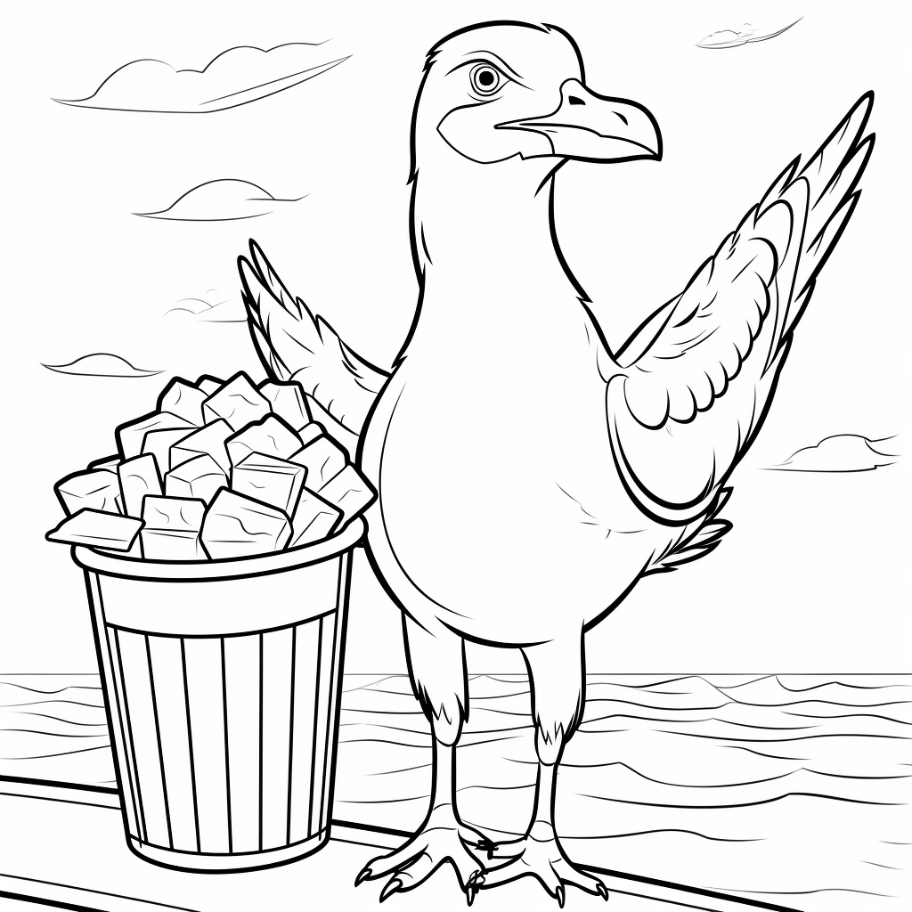 Möwe stibitzt Pommes - happycoloring.net