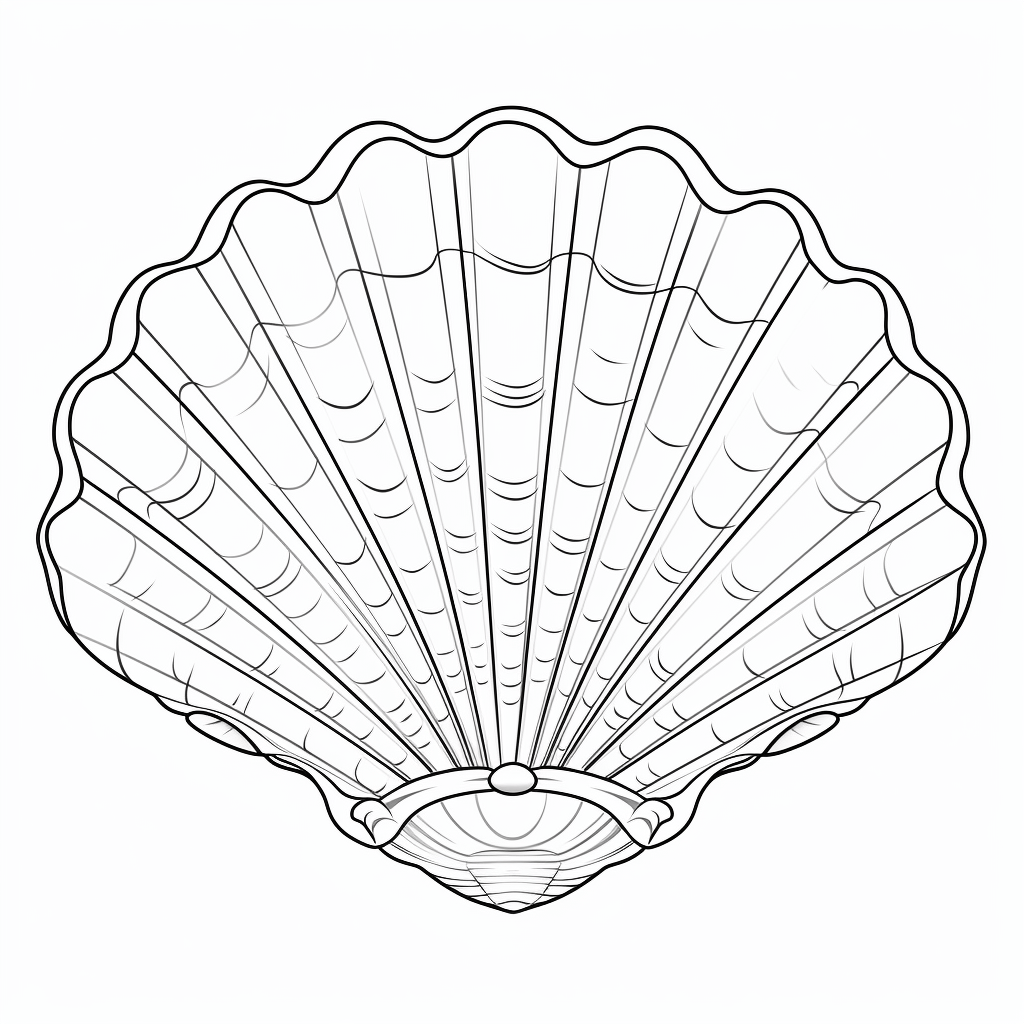 Muschel glänzt mit Perle Ausmalbild und Malvorlage