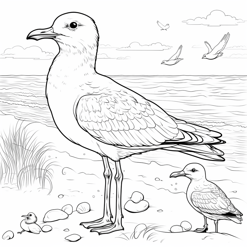 Muschel und Möwe Ausmalbild und Malvorlage