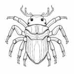 Nashornkäfer kämpft mit Schere gegen Feind Ausmalbild und Malvorlage