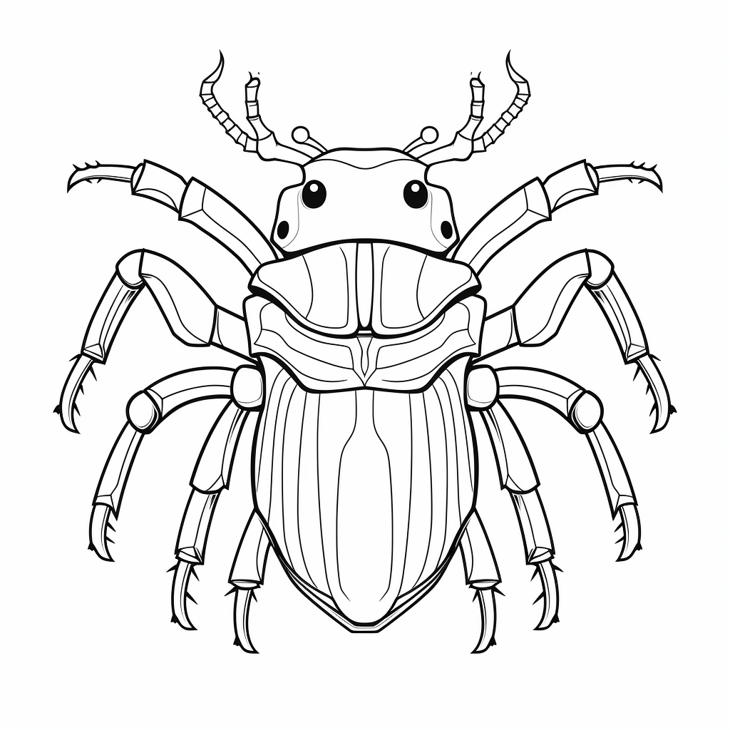 Nashornkäfer kämpft mit Schere gegen Feind Ausmalbild und Malvorlage