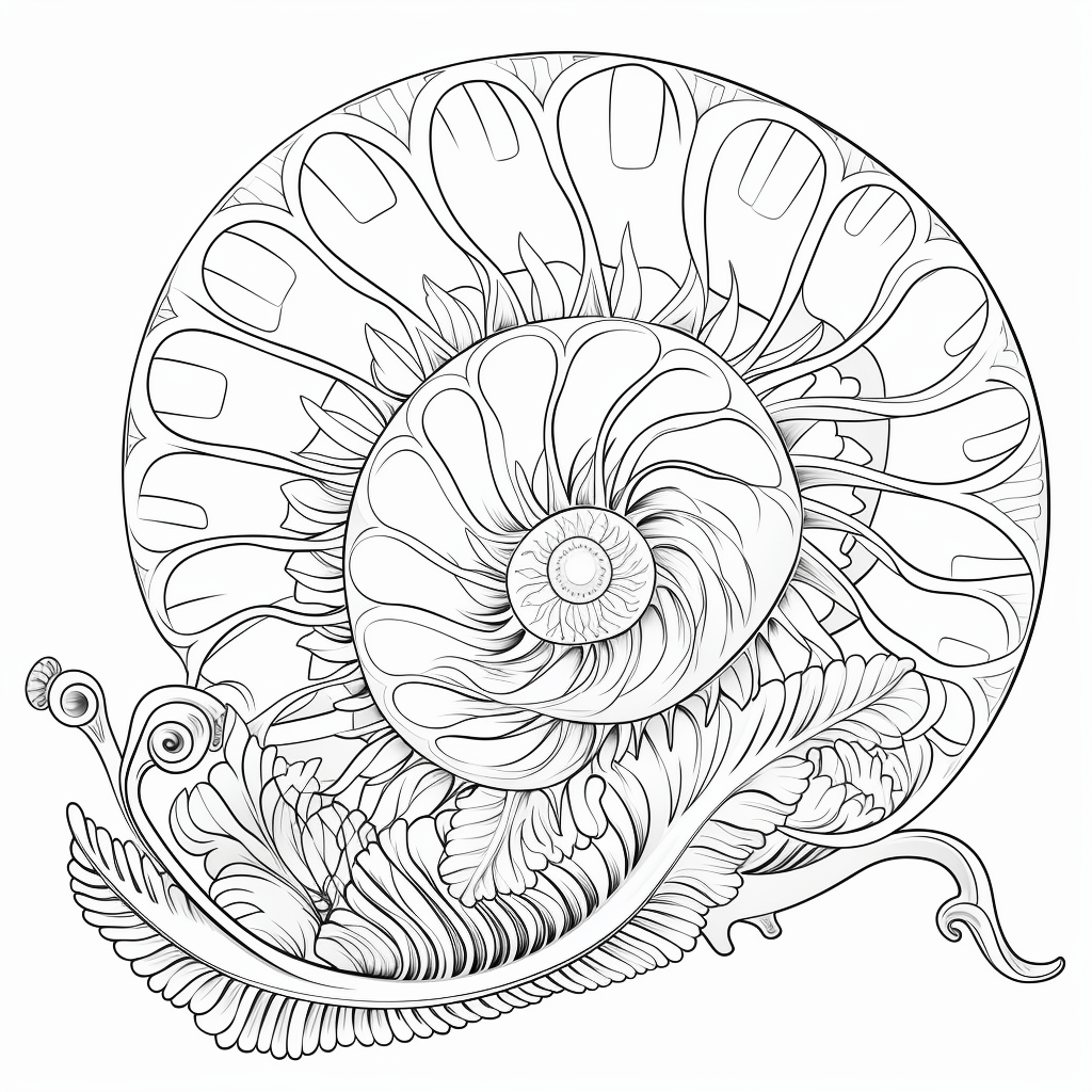 Nautilus mit buntem Muster Ausmalbild und Malvorlage