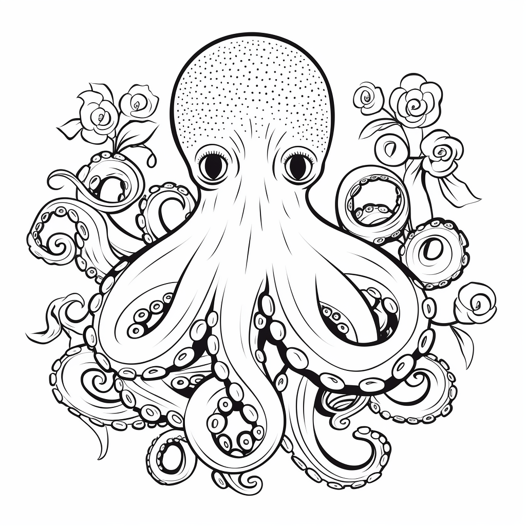 Oktopus bricht ein Herz entzwei Ausmalbild und Malvorlage