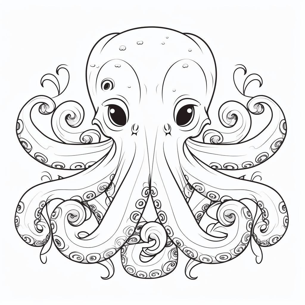 Oktopus hat ein Herz aus Gold Ausmalbild und Malvorlage