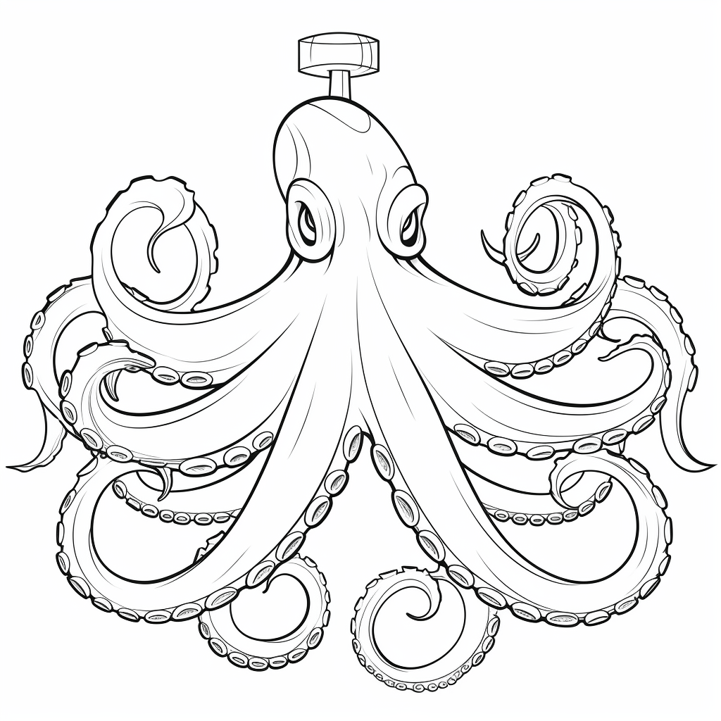 Oktopus hebt Anker hoch Ausmalbild und Malvorlage