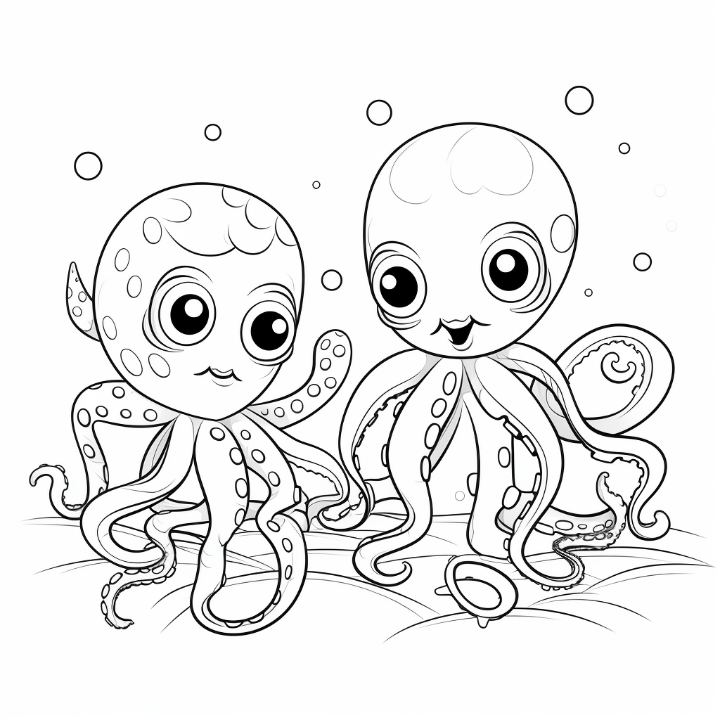 Oktopus streitet mit Krabbe Ausmalbild und Malvorlage