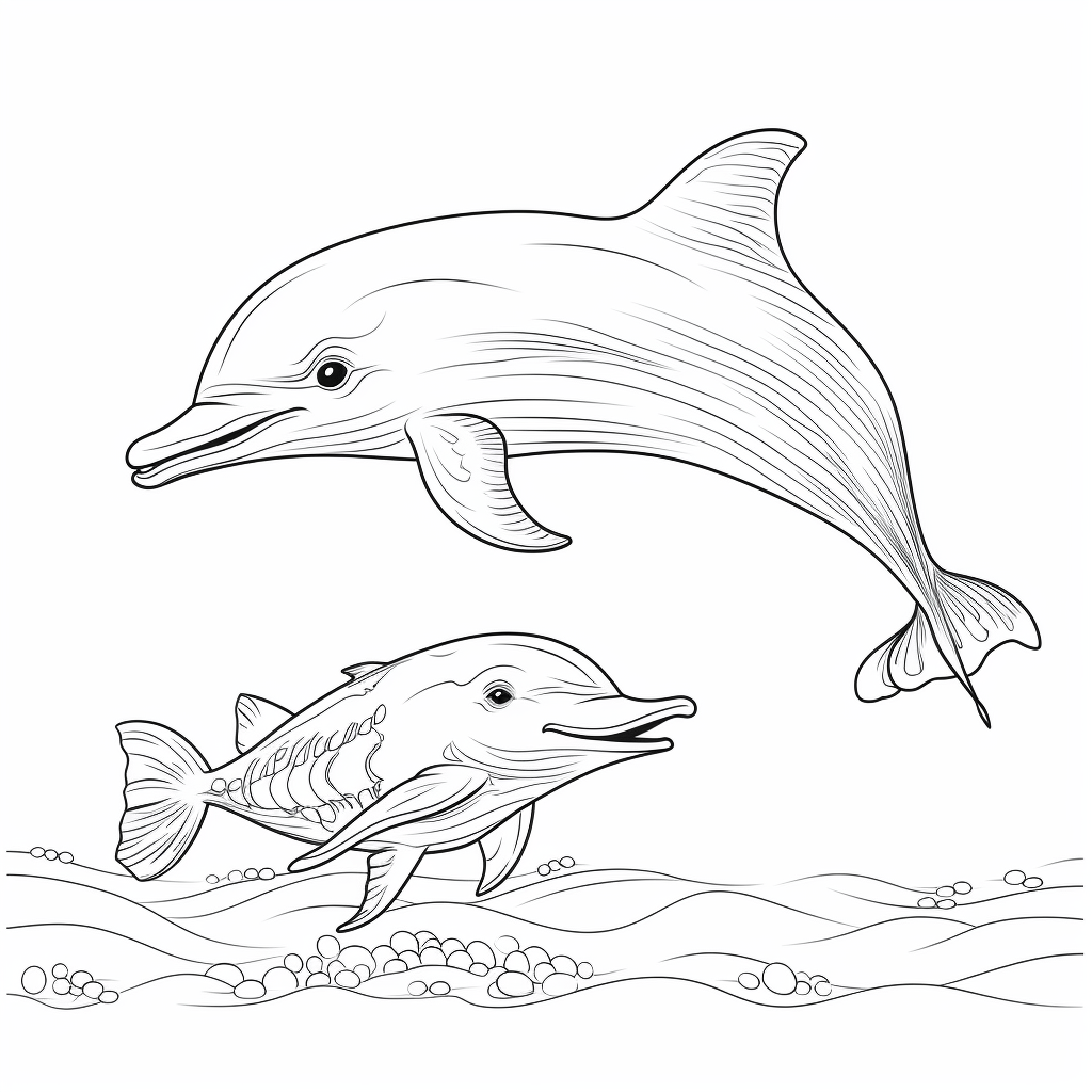Oktopus und Delphin Ausmalbild und Malvorlage