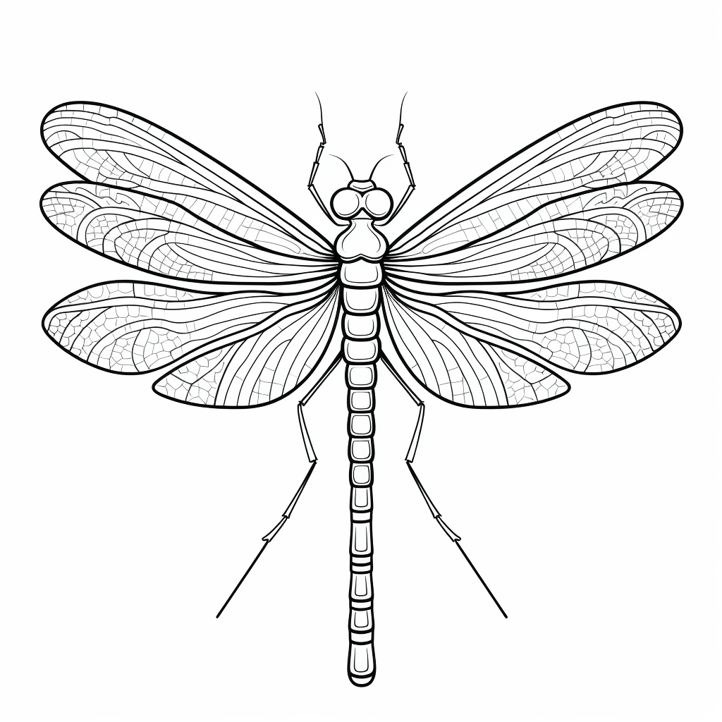 Olivgrüne Libelle Ausmalbild und Malvorlage